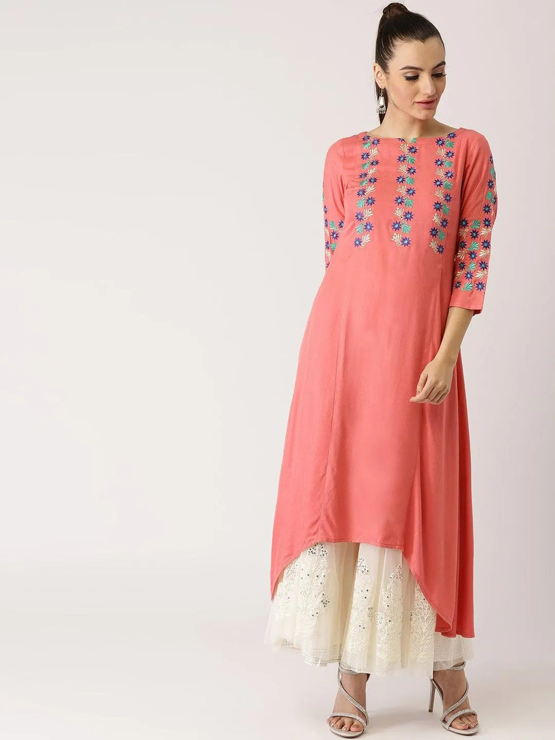 Pink Solid Rayon Kurta - Jashvi