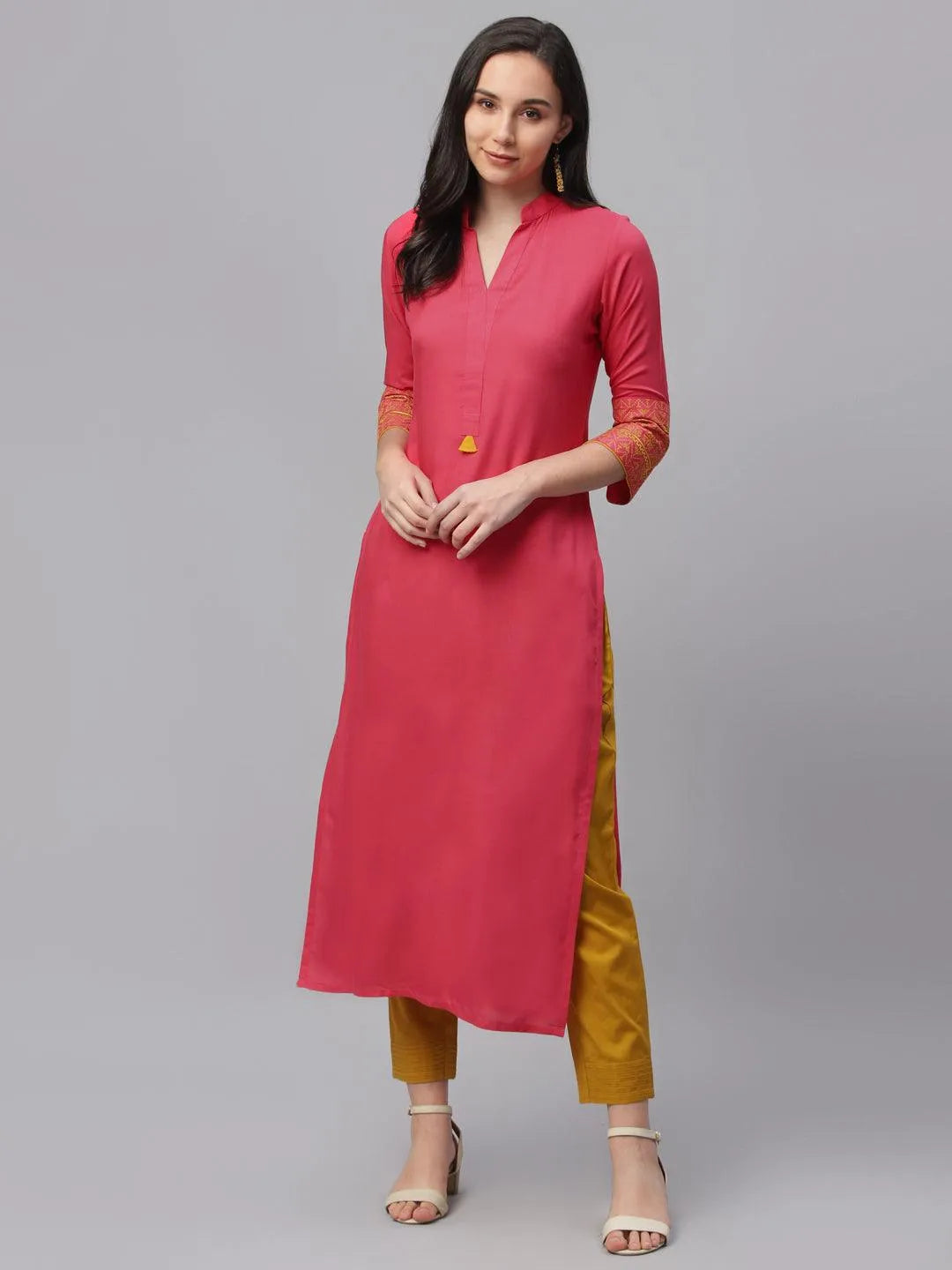 Pink Solid Rayon Kurta - Jashvi