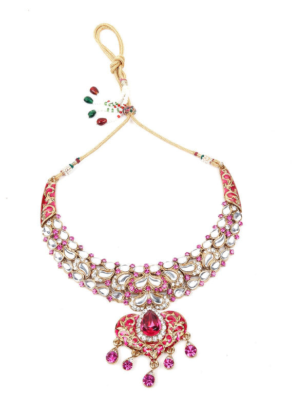 Women's Pink Stones And Kundan Set - Odette