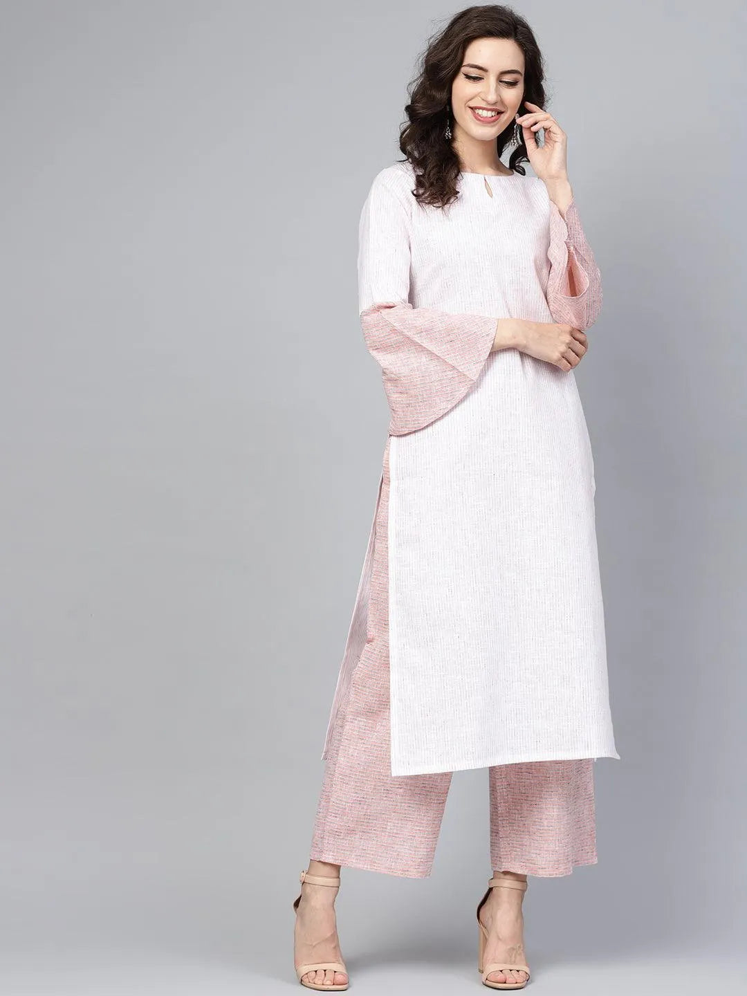 Pink Striped Cotton Kurta Set - Jashvi