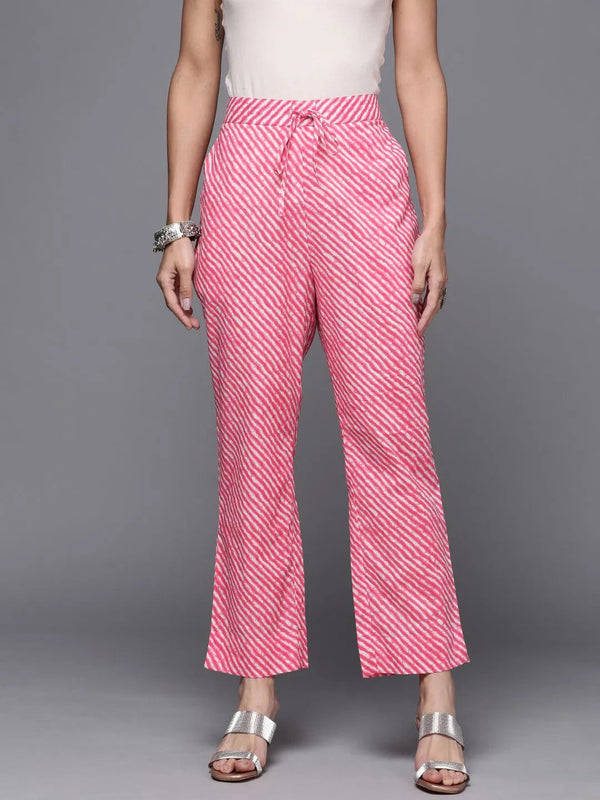 Pink Striped Cotton Trousers - Jashvi