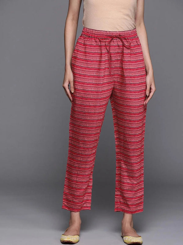 Pink Striped Silk Trousers - Jashvi