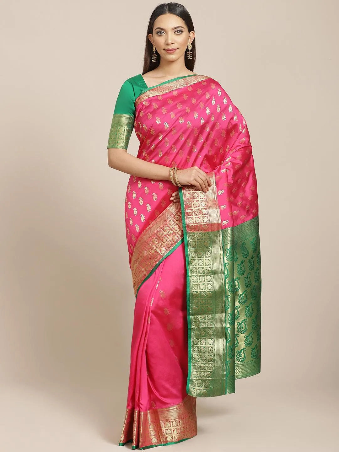 Pink Woven Design Brocade Saree - Jashvi