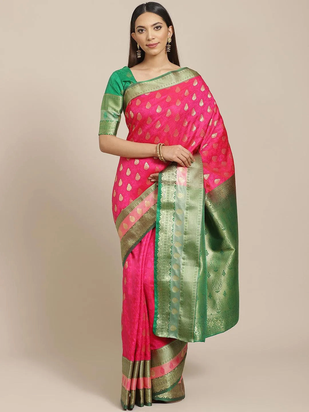 Pink Woven Design Brocade Saree - Jashvi