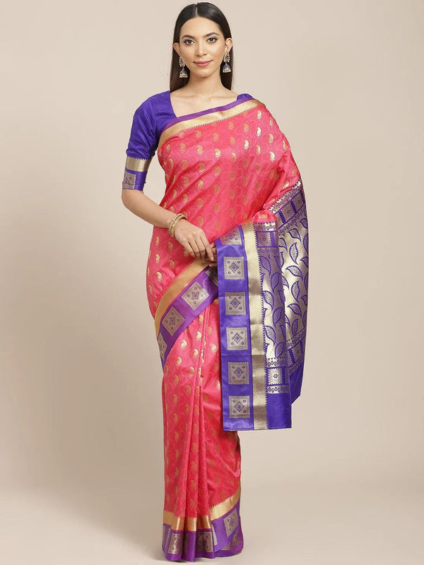 Pink Woven Design Brocade Saree - Jashvi