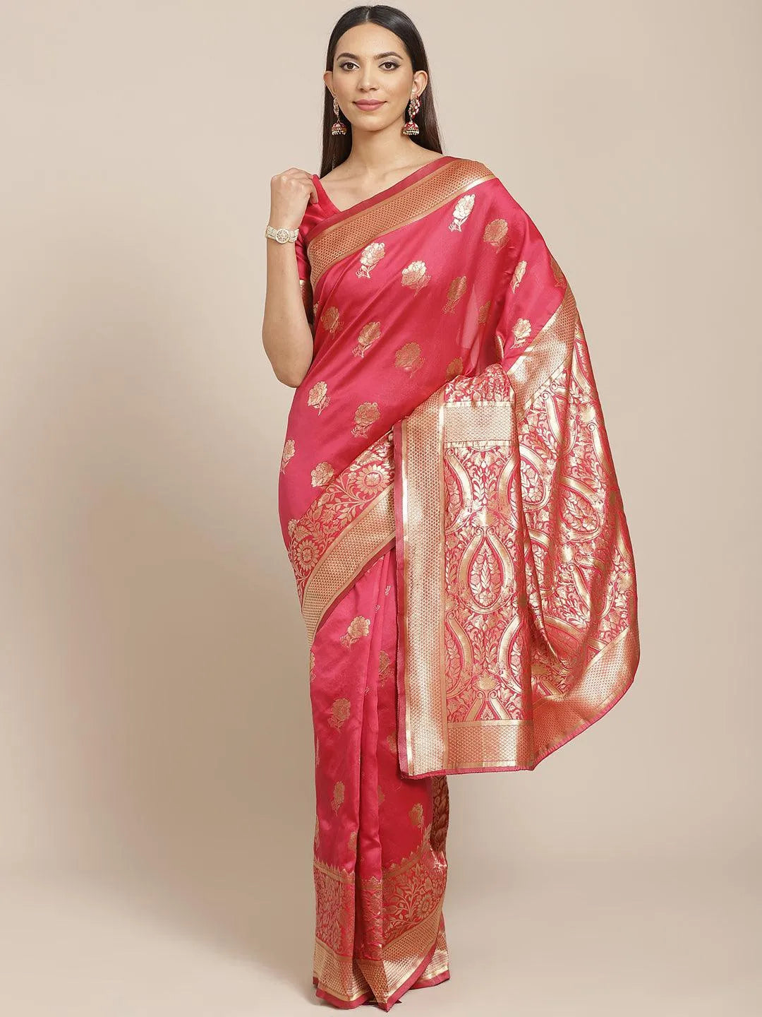 Pink Woven Design Brocade Saree - Jashvi