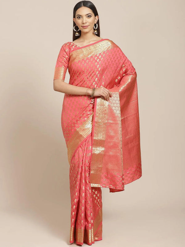 Pink Woven Design Brocade Saree - Jashvi