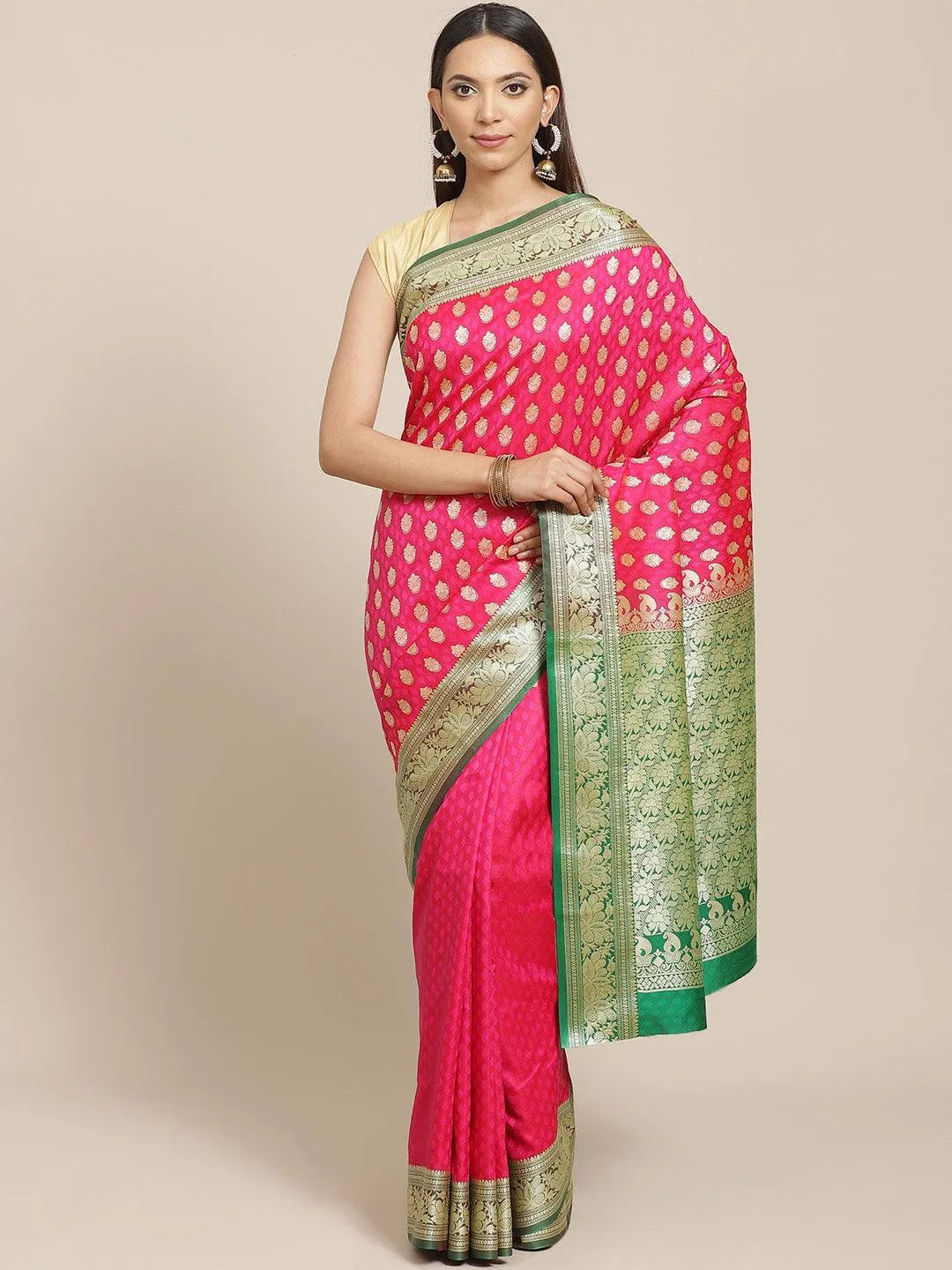 Pink Woven Design Brocade Saree - Jashvi