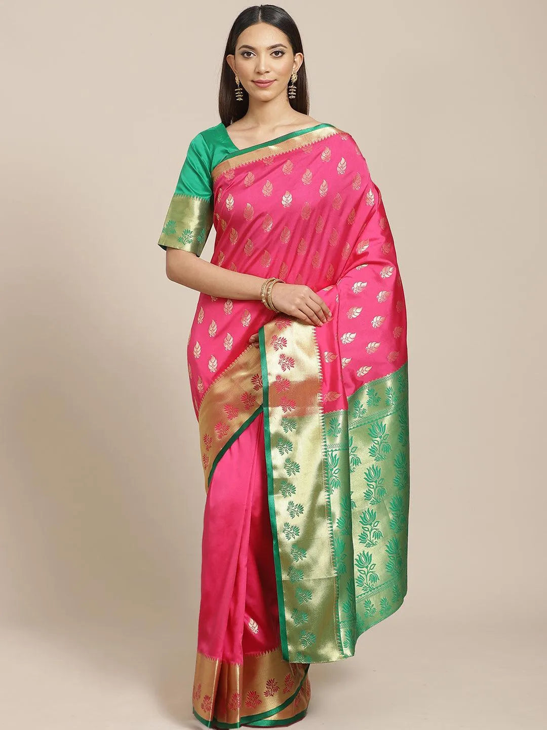 Pink Woven Design Brocade Saree - Jashvi