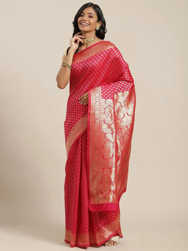 Pink Woven Design Brocade Saree - Jashvi