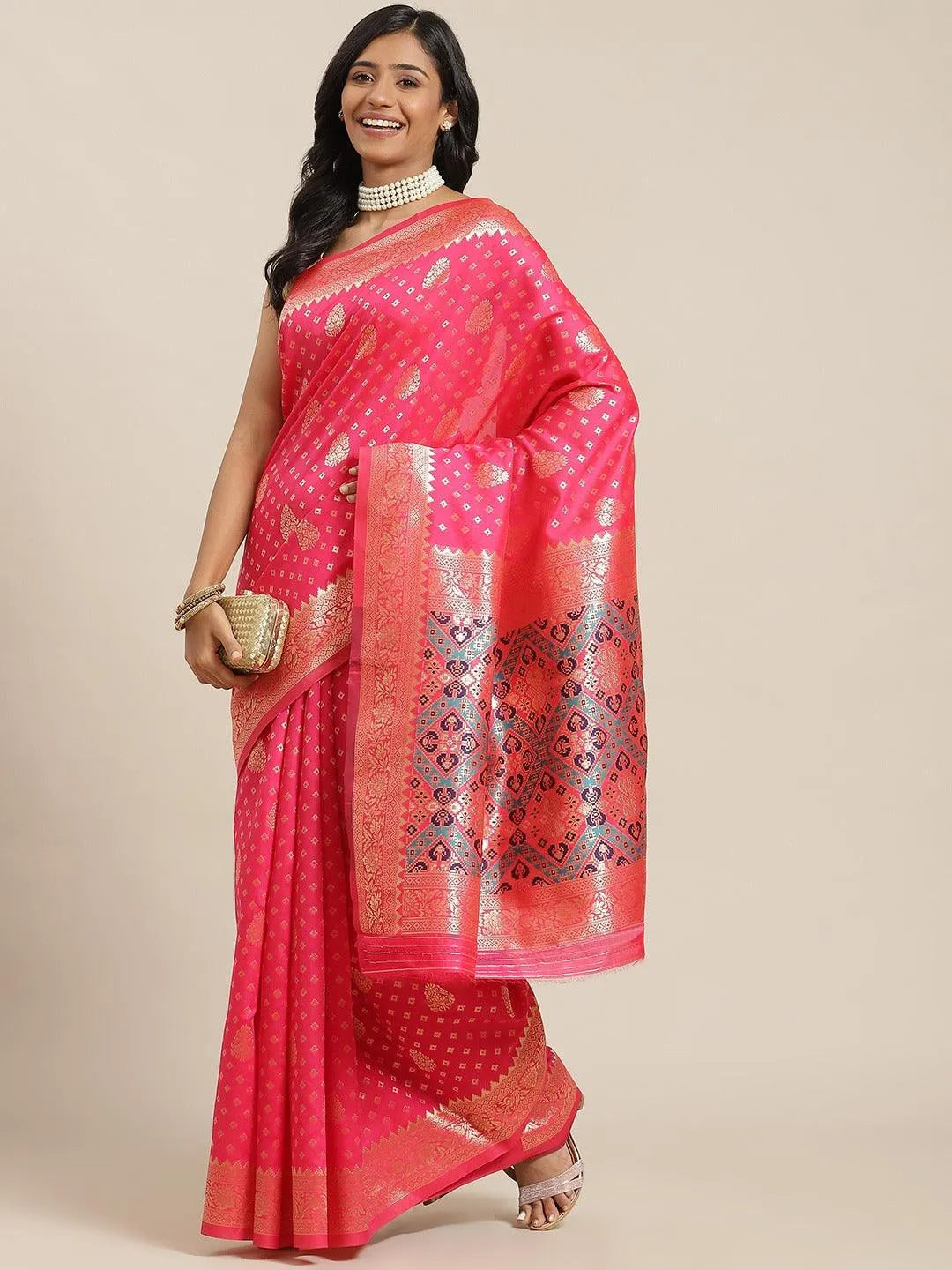 Pink Woven Design Brocade Saree - Jashvi