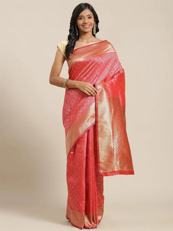 Pink Woven Design Brocade Saree - Jashvi