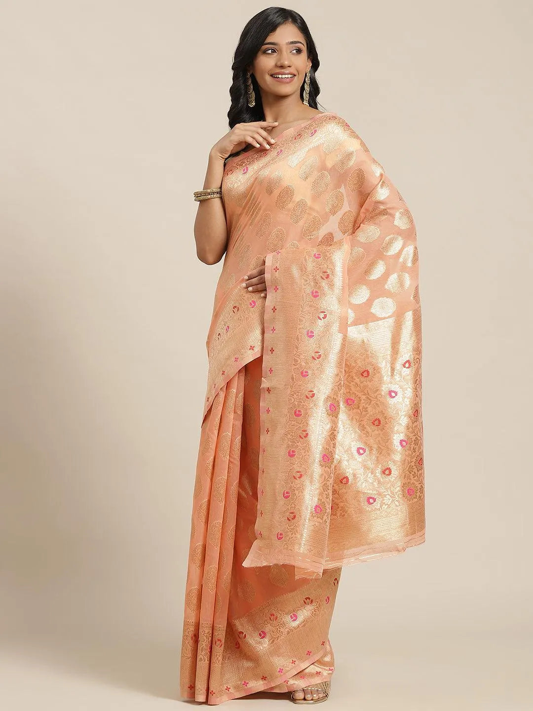 Pink Woven Design Brocade Saree - Jashvi