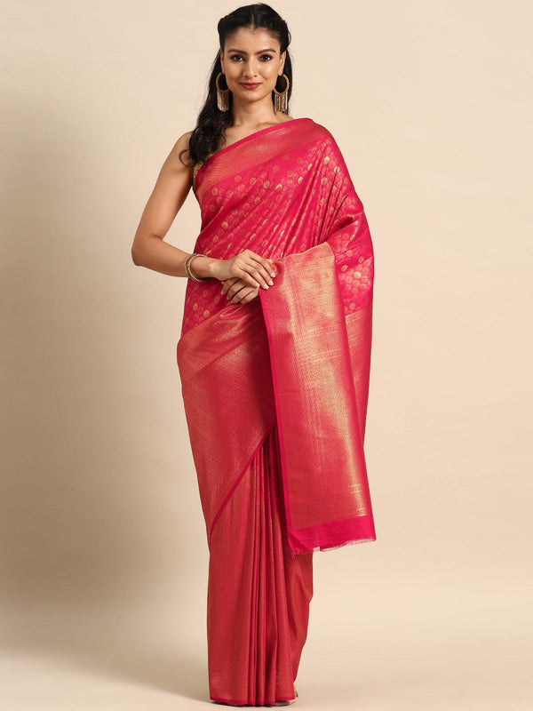 Pink Woven Design Brocade Saree - Jashvi