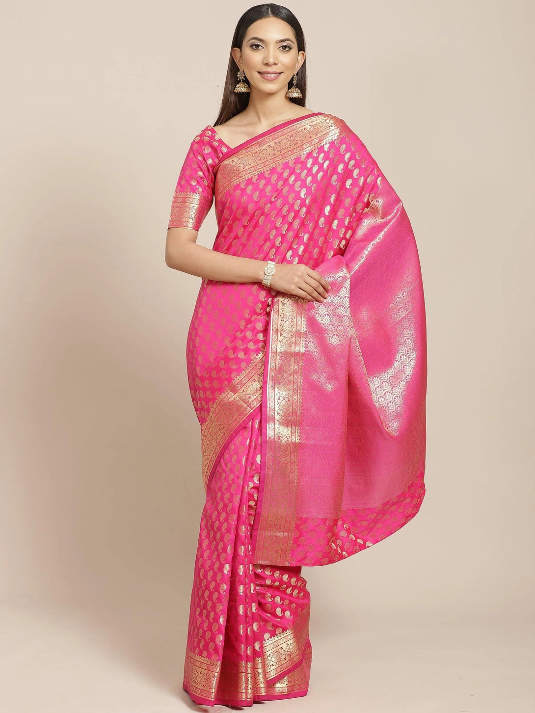 Pink Woven Design Brocade Saree - Jashvi