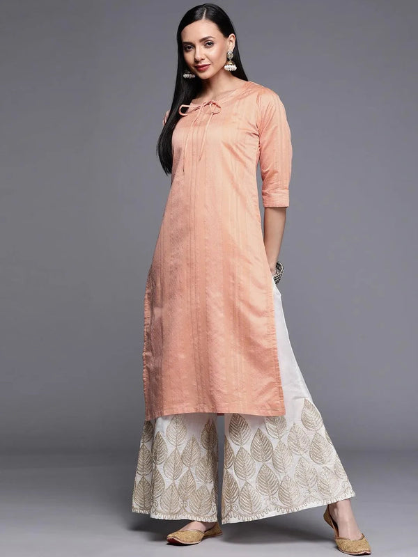 Pink Woven Design Chanderi Silk Kurta - Jashvi