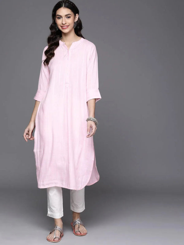 Pink Woven Design Rayon Kurta - Jashvi