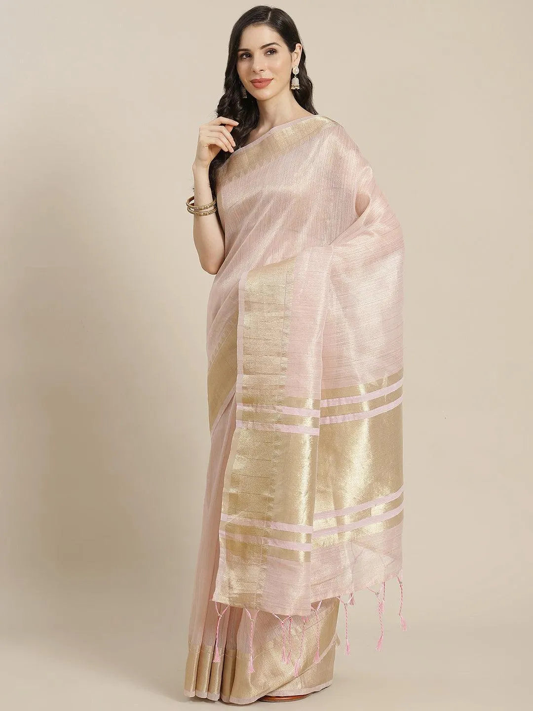 Pink Woven Design Silk Blend Saree - Jashvi