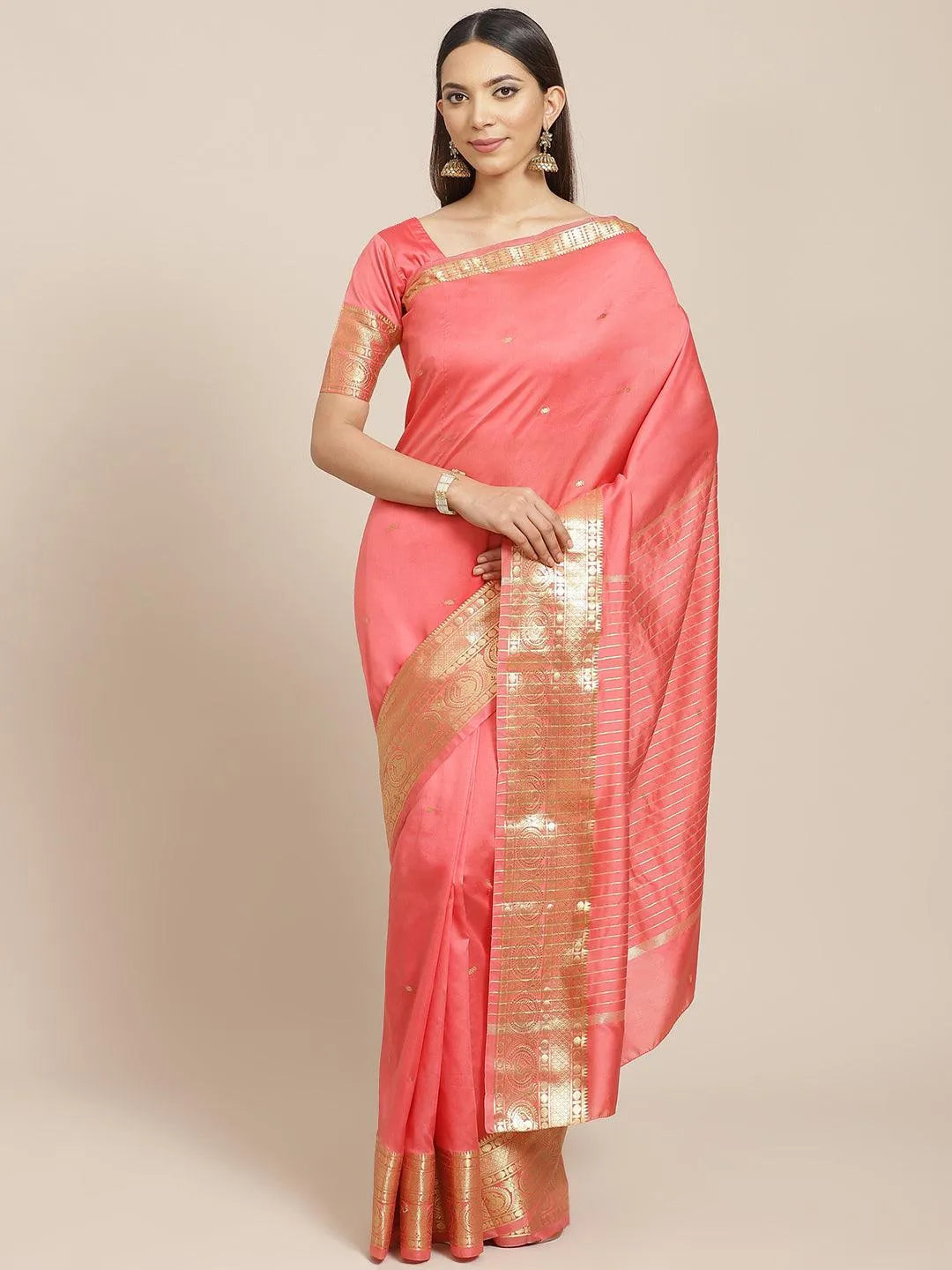 Pink Woven Design Silk Blend Saree - Jashvi