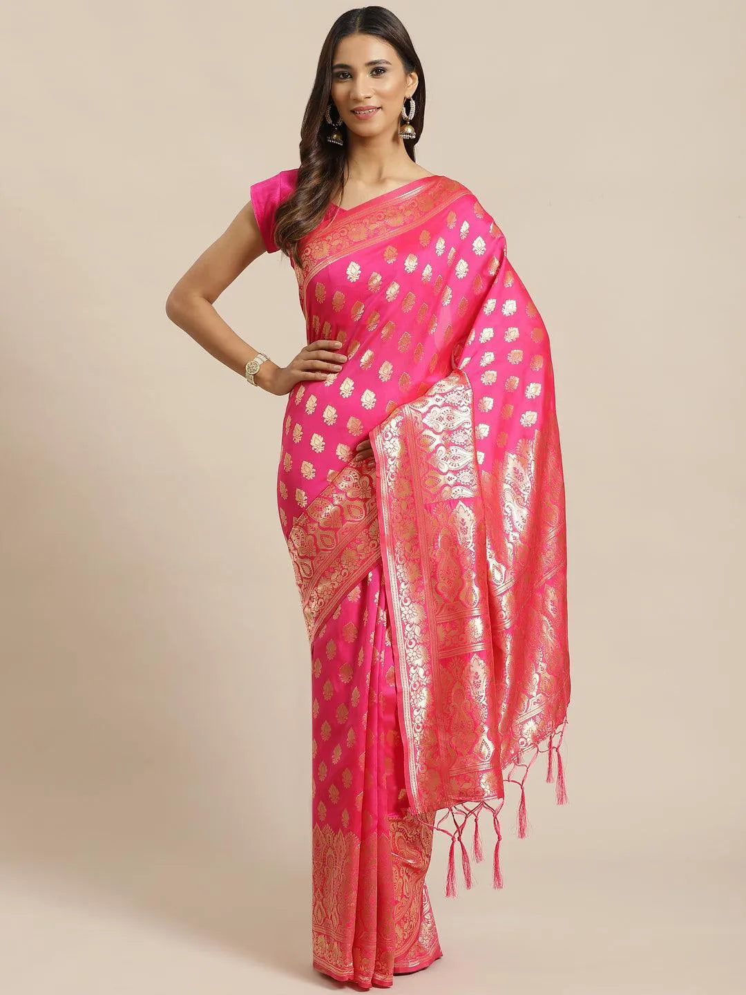 Pink Woven Design Silk Saree - Jashvi