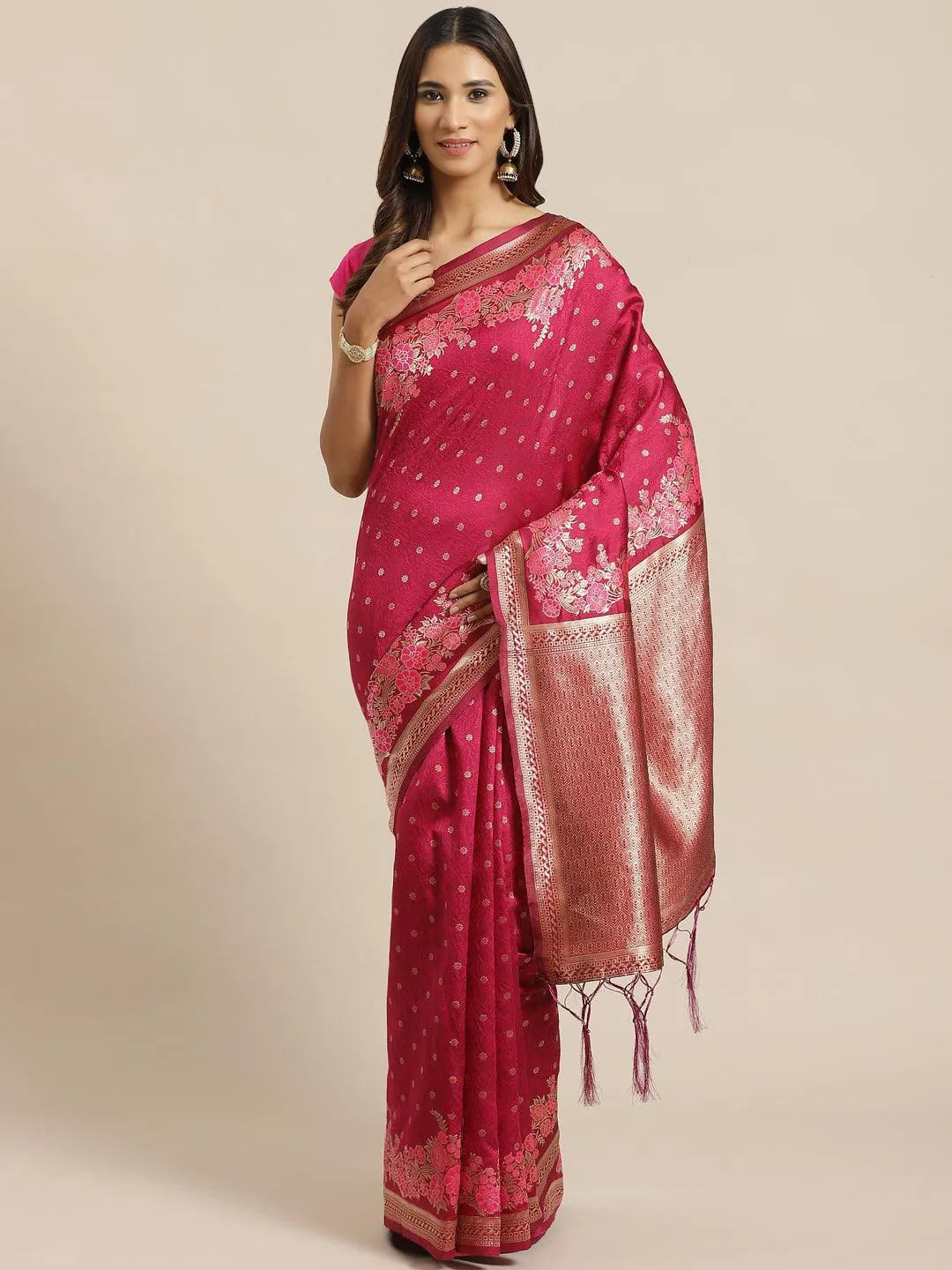 Pink Woven Design Silk Saree - Jashvi