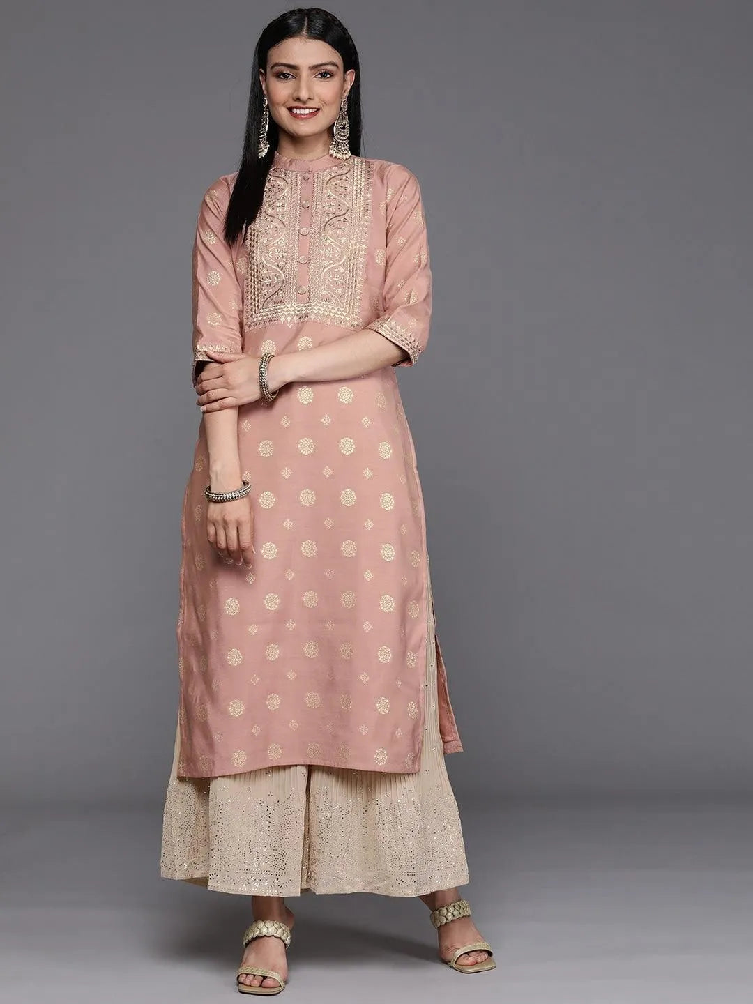 Pink Yoke Design Chanderi Silk Kurta - Jashvi