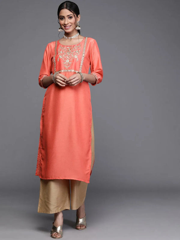 Pink Yoke Design Chanderi Silk Kurta - Jashvi