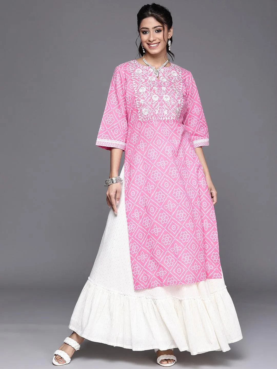 Pink Yoke Design Cotton Kurta - Jashvi