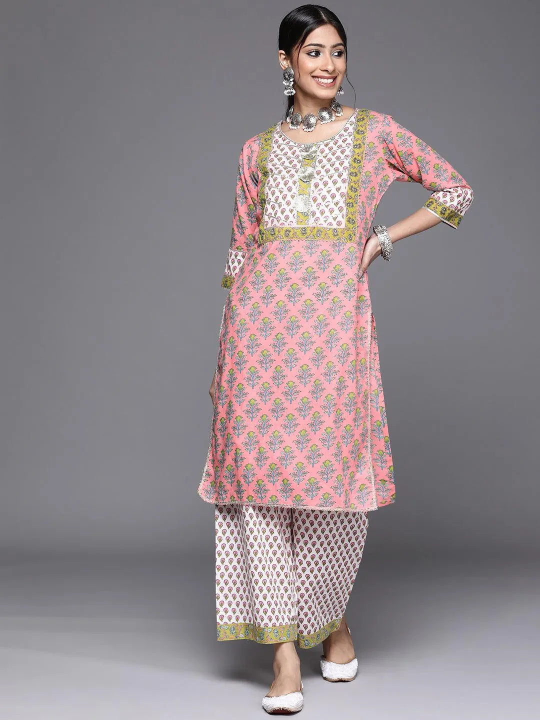 Pink Yoke Design Cotton Kurta - Jashvi