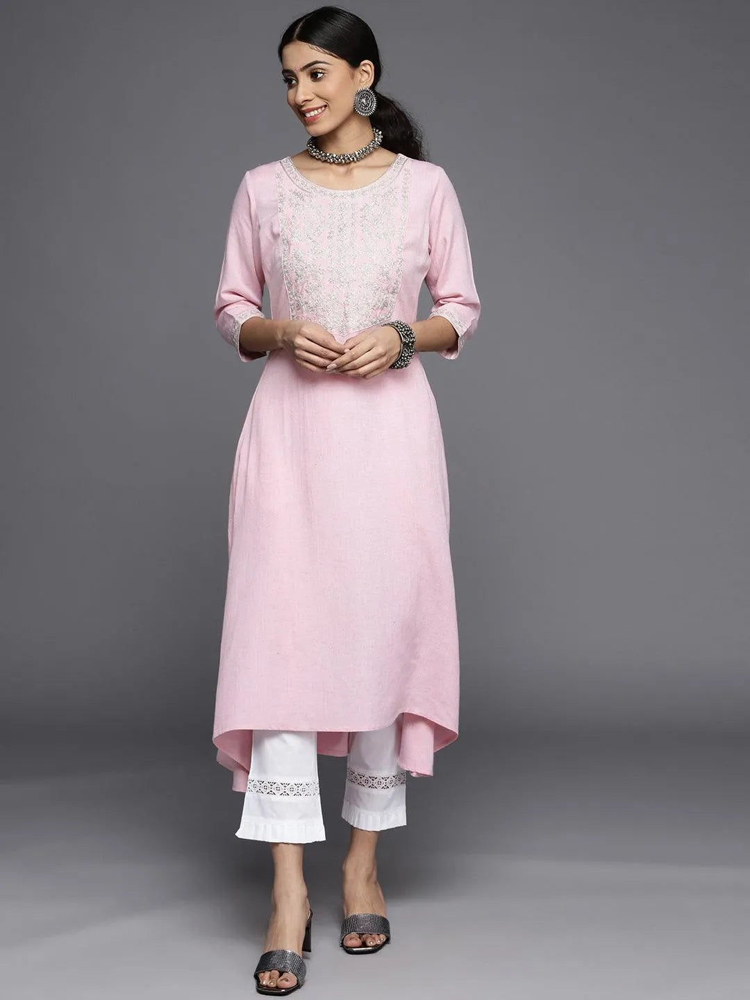 Pink Yoke Design Cotton Kurta - Jashvi