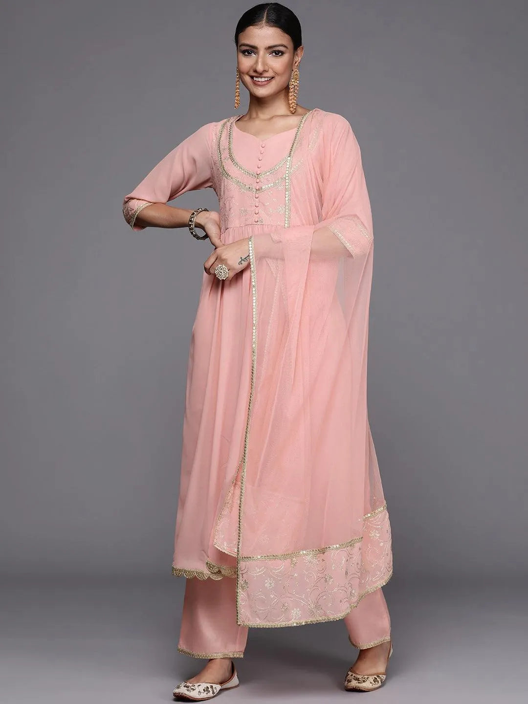 Pink Yoke Design Georgette Suit Set - Jashvi