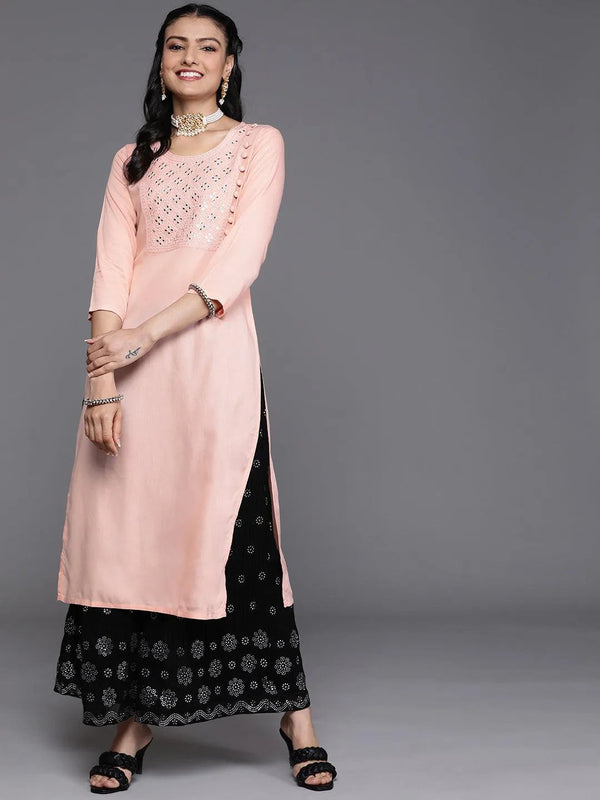 Pink Yoke Design Rayon Kurta - Jashvi