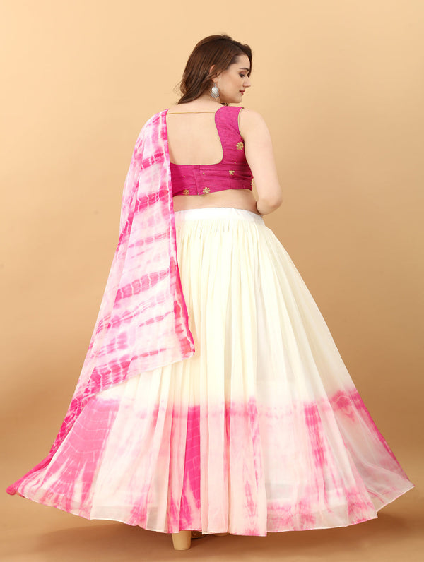 Women's New Fashion Shibori Print work Designer Party Wear Lehenga Choli With Dupatta Semi Stitched. - Embro Vision