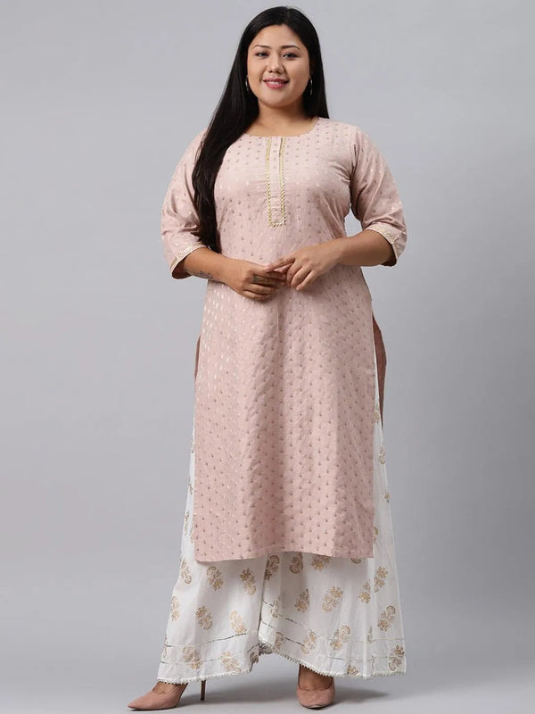 Plus Size Pink Chanderi Silk Kurta - Jashvi