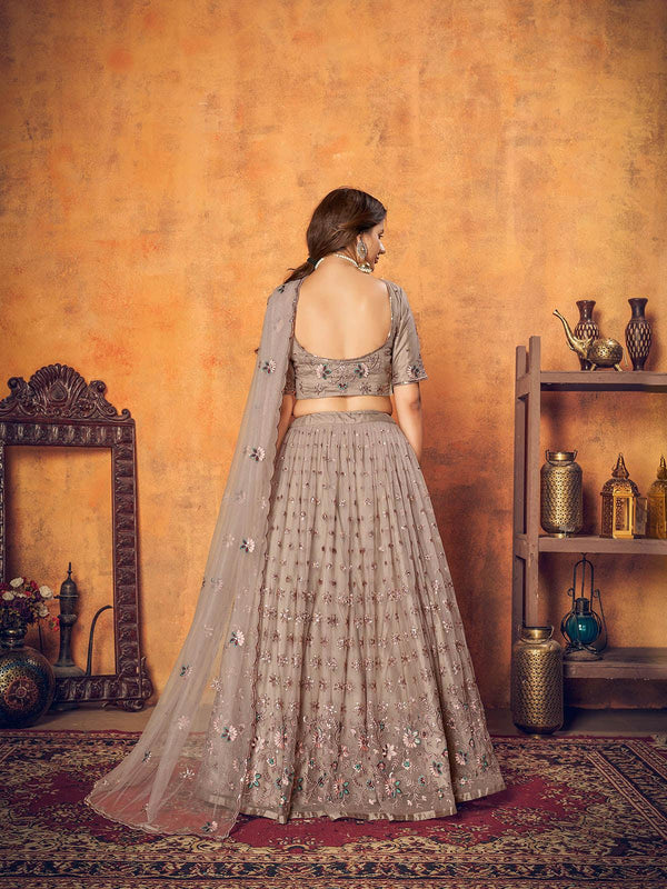 Women's Pretty Dusty Net Lehenga Set - Odette