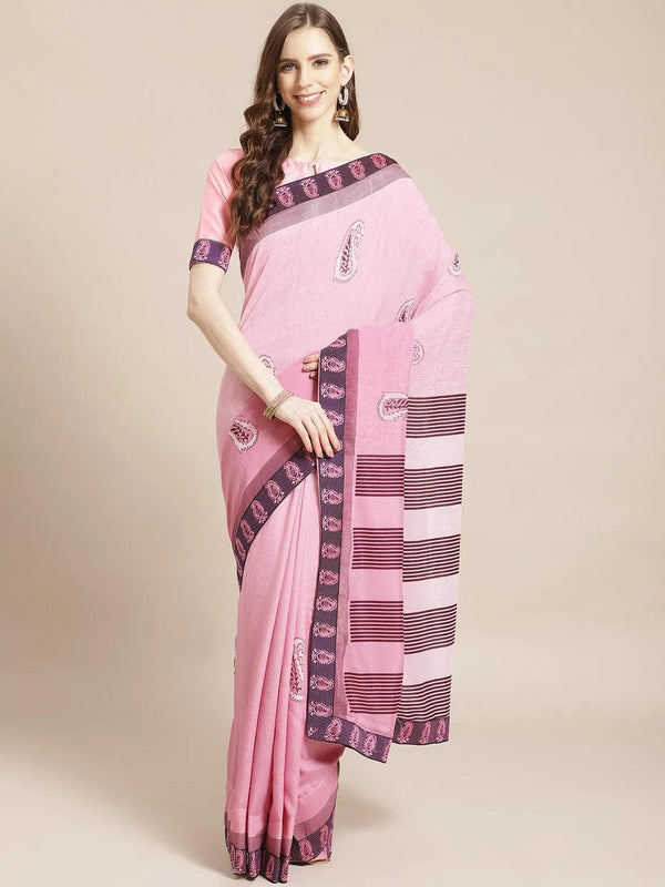 Purple Printed Chiffon Saree - Jashvi