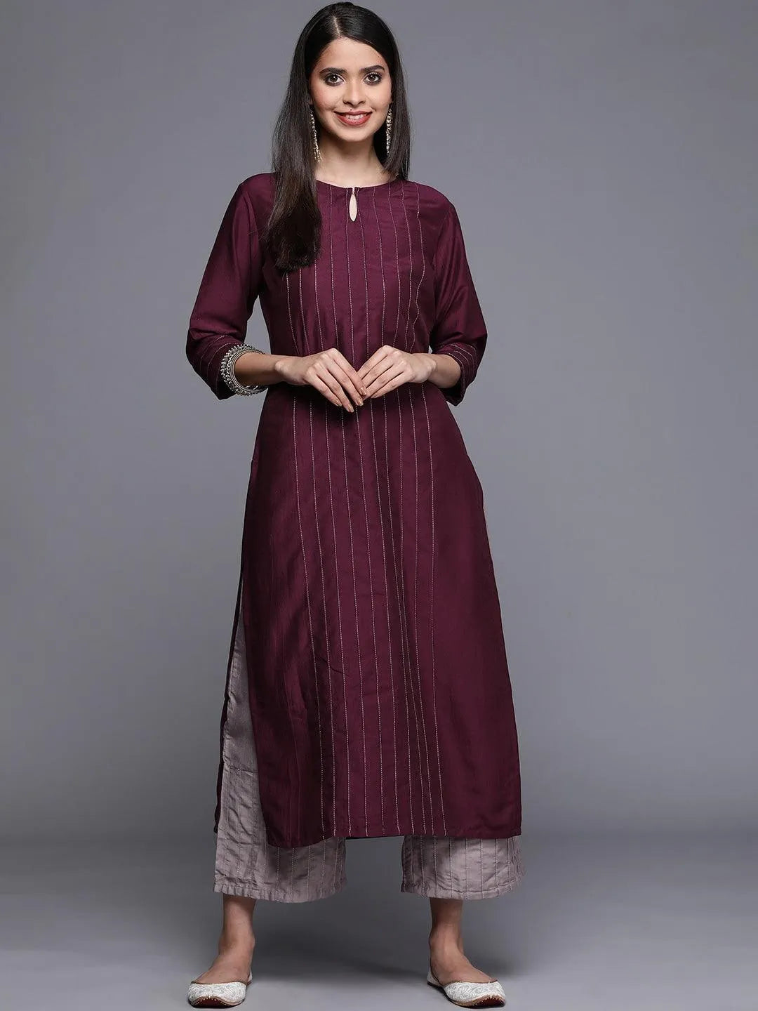 Purple Solid Chanderi Silk Kurta - Jashvi