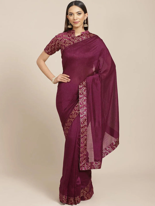 Purple Solid Chiffon Saree - Jashvi