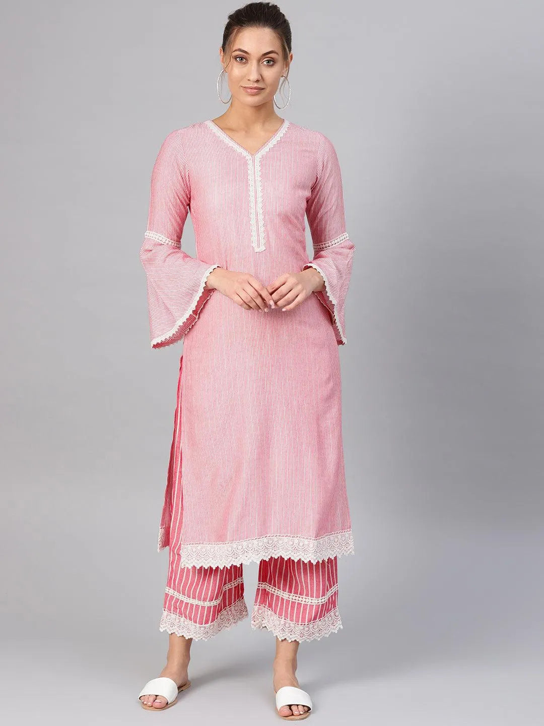 Purple Striped Cotton Kurta Set - Jashvi