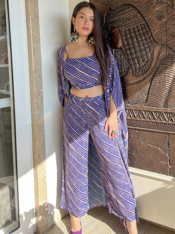 Purple Striped Georgette Co-Ords - Jashvi