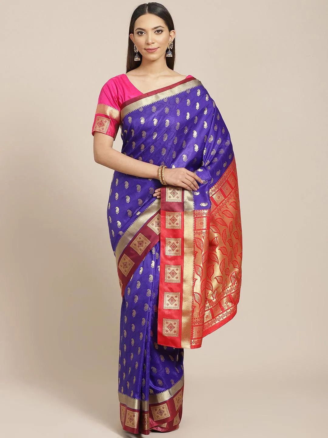 Purple Woven Design Brocade Saree - Jashvi