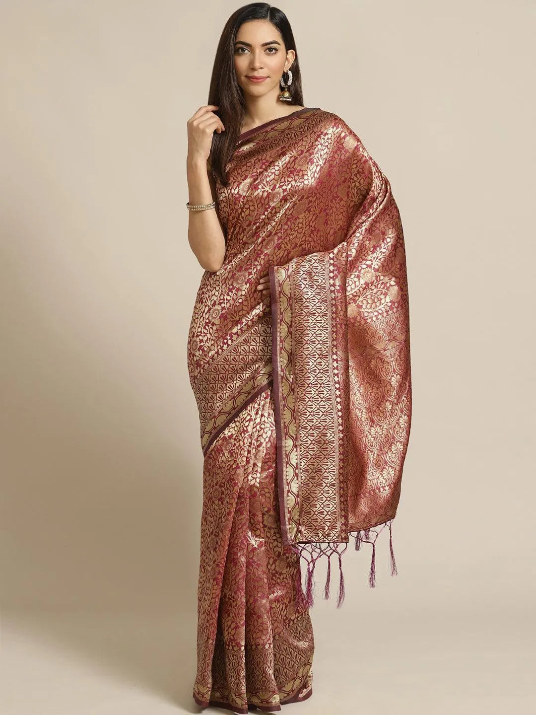 Purple Woven Design Brocade Saree - Jashvi