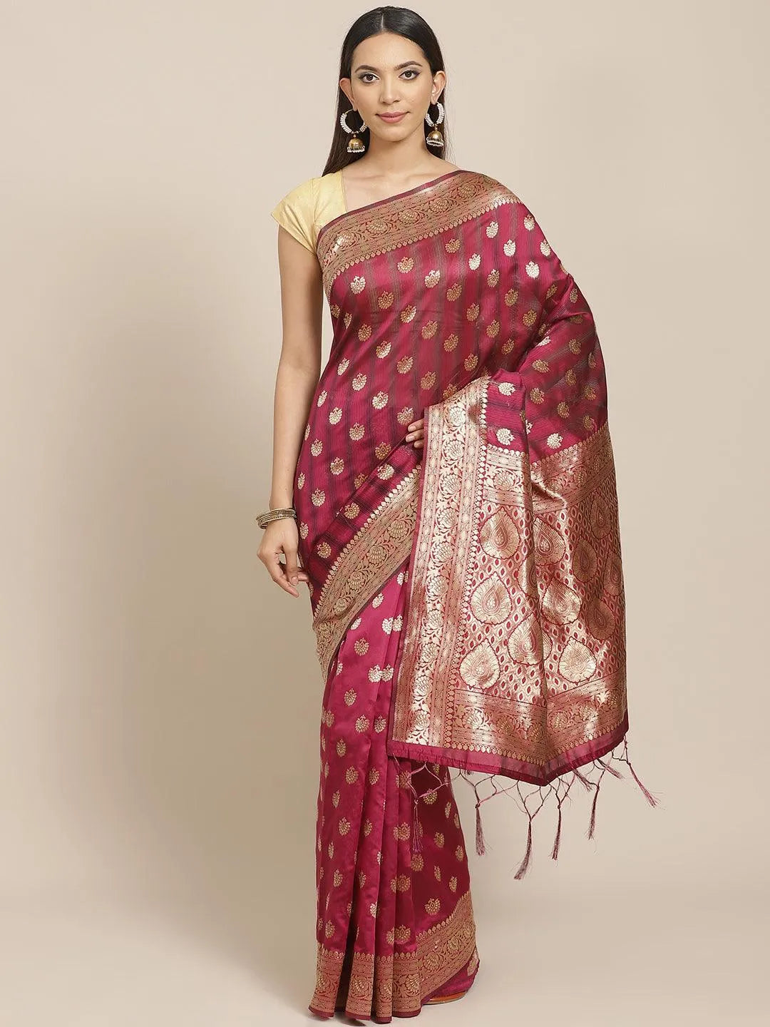 Purple Woven Design Brocade Saree - Jashvi