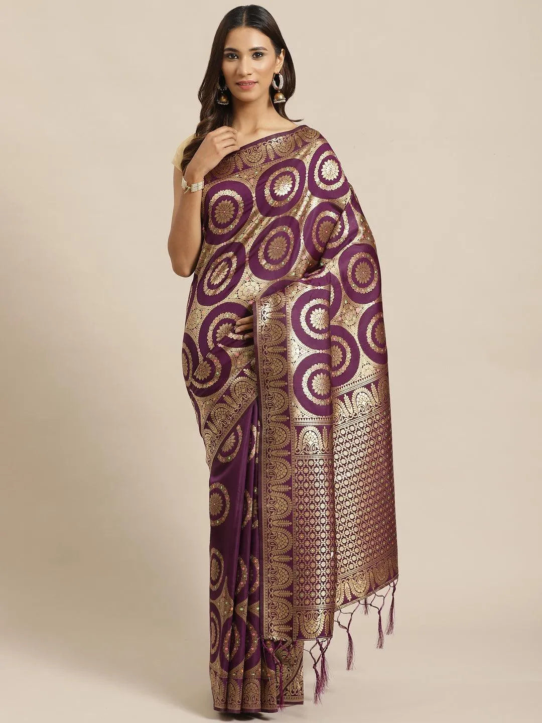 Purple Woven Design Brocade Saree - Jashvi