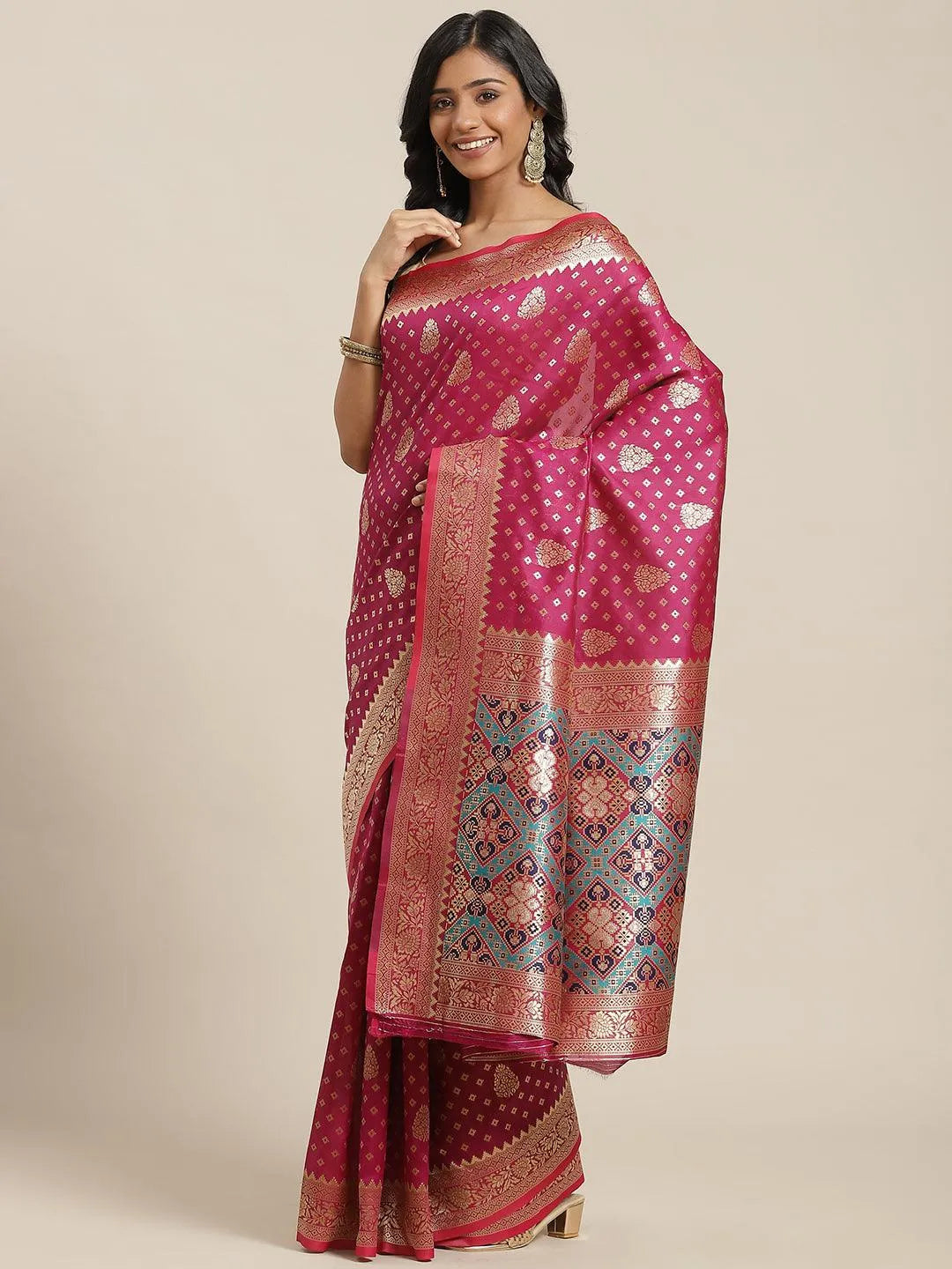 Purple Woven Design Brocade Saree - Jashvi