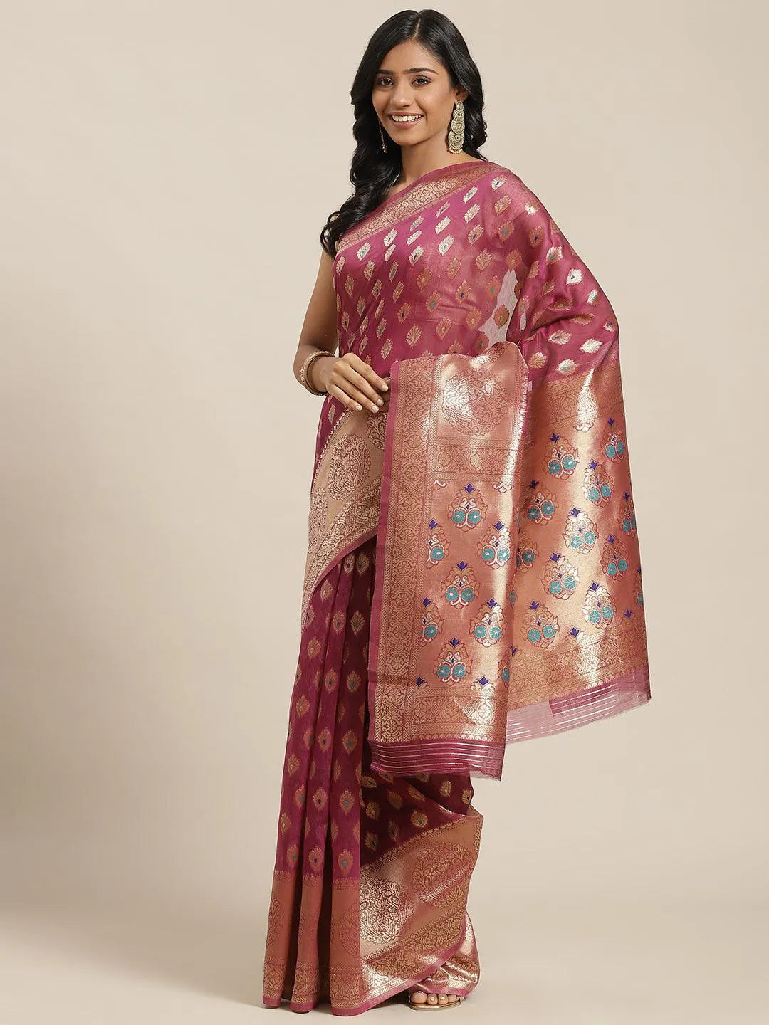 Purple Woven Design Brocade Saree - Jashvi