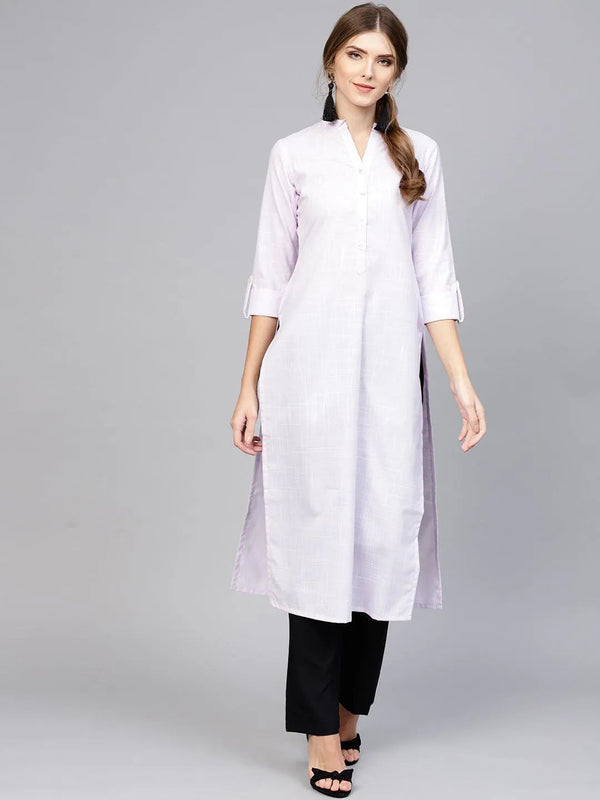 Purple Woven Design Cotton Kurta - Jashvi