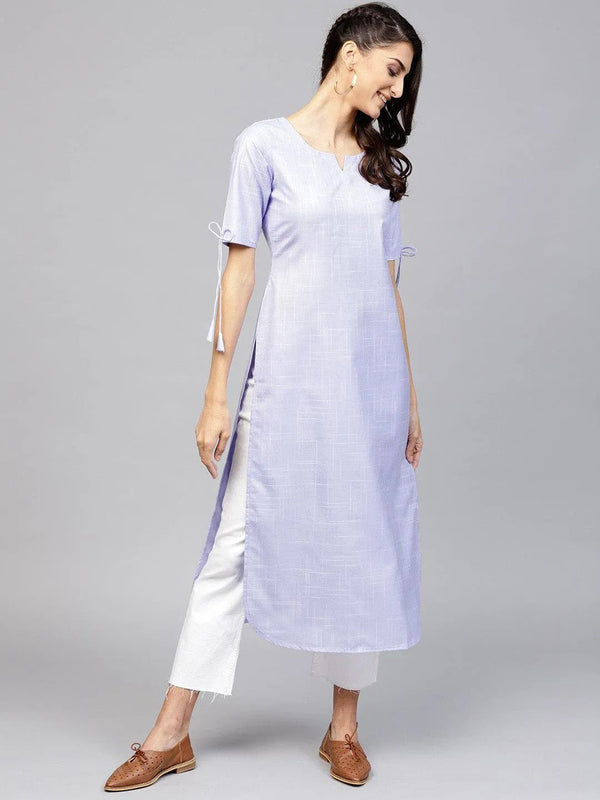 Purple Woven Design Cotton Kurta - Jashvi