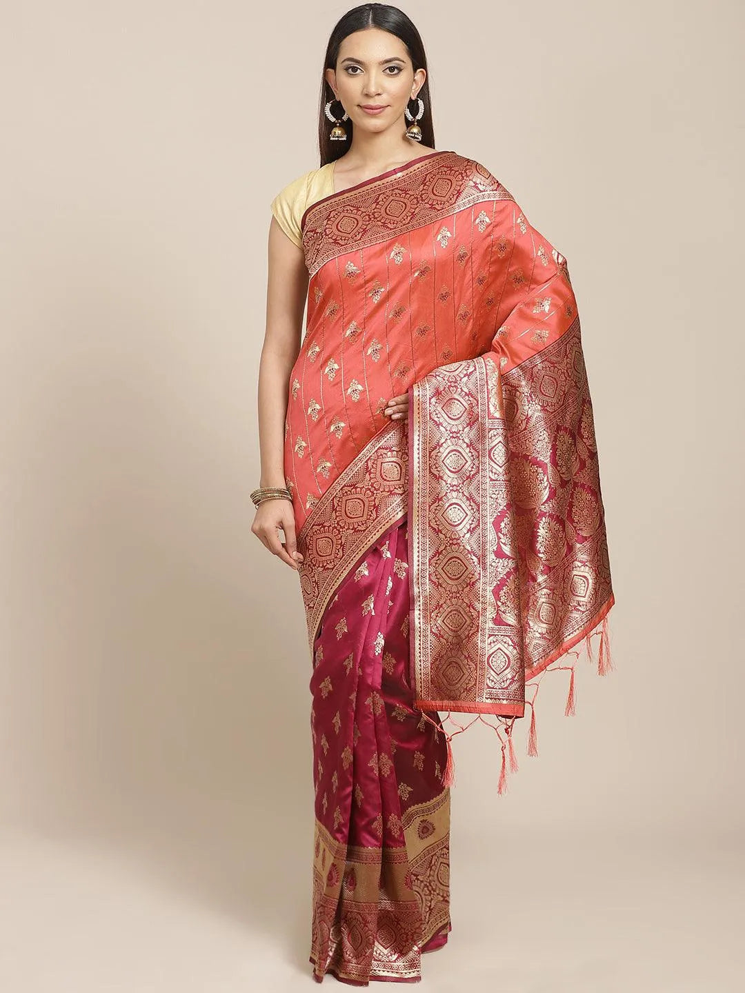 Purple Woven Design Silk Blend Saree - Jashvi