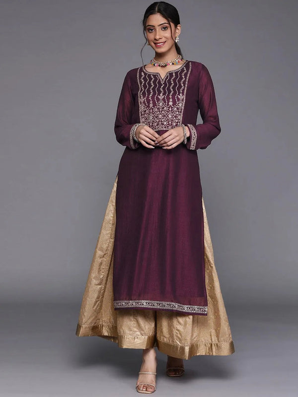 Purple Yoke Design Silk Kurta - Jashvi